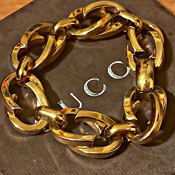 Authentic Gucci Tom Ford Rare Gold Plated Chunky GG Link Turnlock Bracelet - Picture 3 of 9
